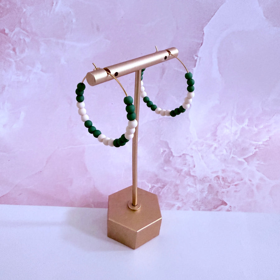 Monstera Beaded Hoops