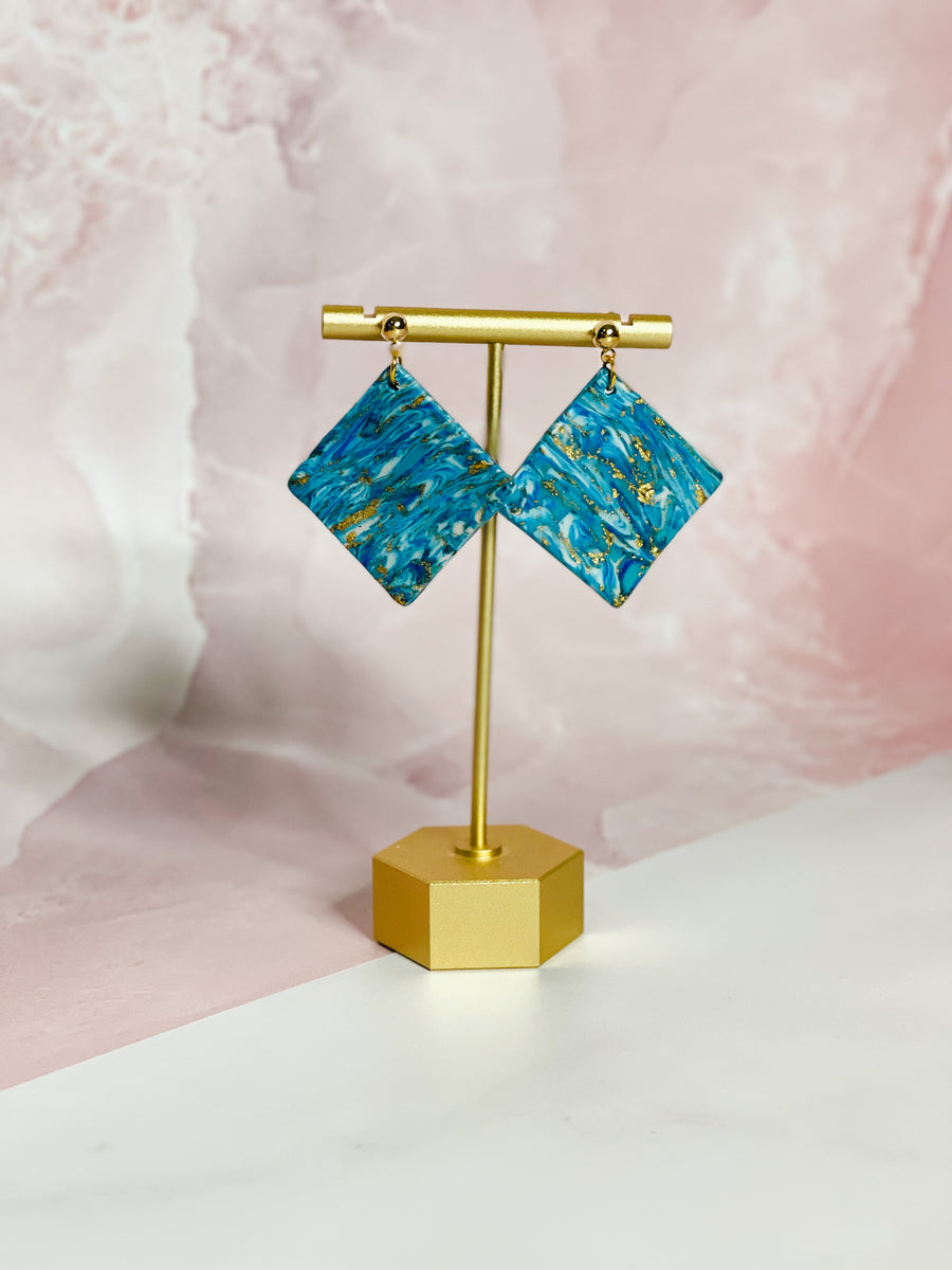 Marbled Square Dangles (Blue)