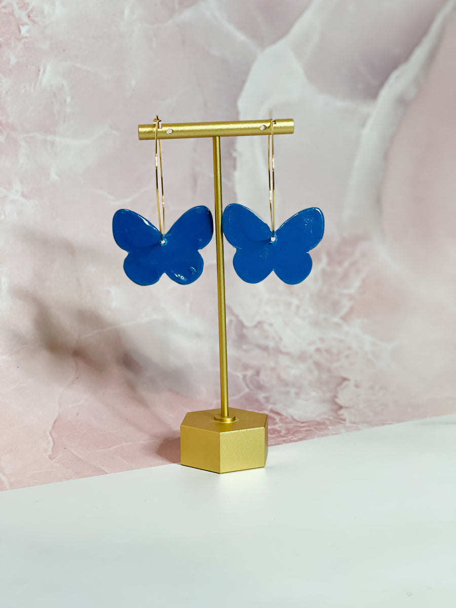 Butterfly Zig-Zag Hoops (Blue)